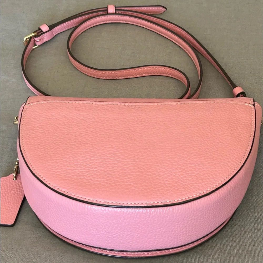 COACH Ellen Pebble Leather Flap Crossbody Bag in Bubblegum Pink - Picture 7 of 12
